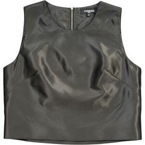 COMME USA Black Sleeveless Cropped Top Zipper Size M